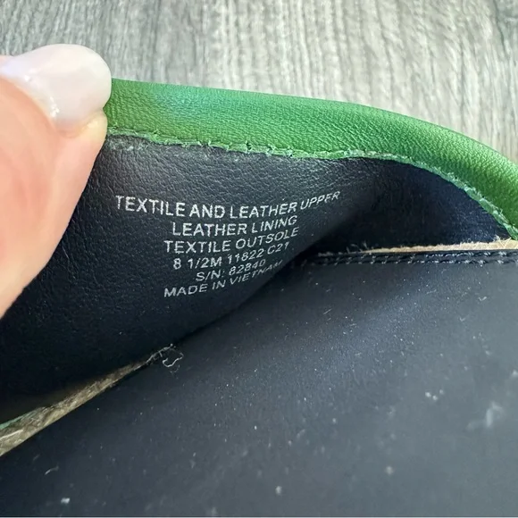 Tory Burch T monogram sandals Green and Beige Women's Slides espadrille size 8.5 - Picture 9 of 13